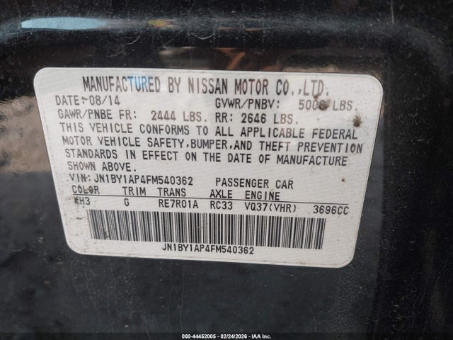 Продажа на аукционе авто 2015 Infiniti Q70 3.7, vin: JN1BY1AP4FM540362, номер лота: 44452005