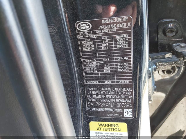 2020 LAND ROVER RANGE ROVER EVOQUE SALZP2FX1LH007394 Photo 8