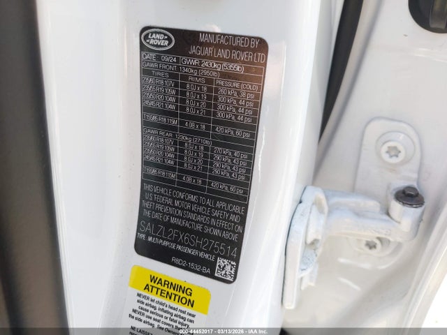 SALZL2FX6SH275514 Land Rover Range Rover Evoque Dynamic Se