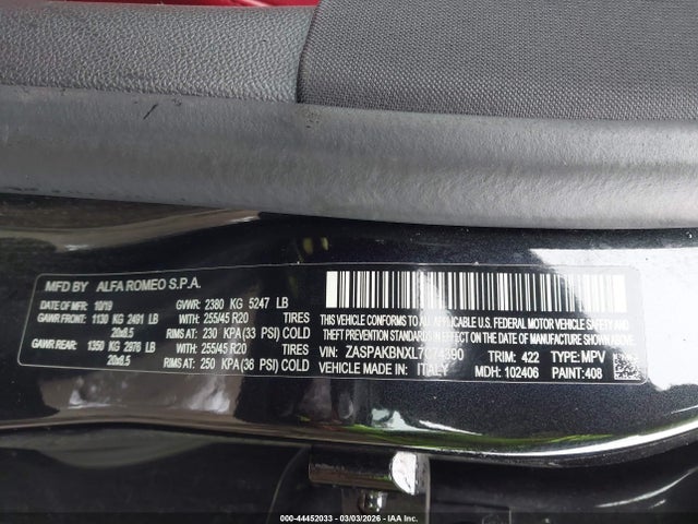 2020 ALFA ROMEO STELVIO ZASPAKBNXL7C74390 Photo 8