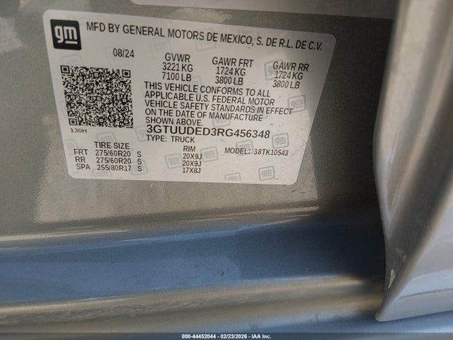 44452044 :رقم المزاد ، 3GTUUDED3RG456348 vin ، 2024 Gmc Sierra 1500 4wd  Short Box Slt مزاد بيع