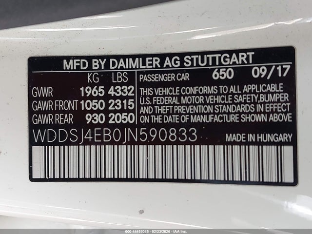 2018 Mercedes-benz Cla 250 მანქანა იყიდება აუქციონზე, vin: WDDSJ4EB0JN590833, აუქციონის ნომერი: 44452085