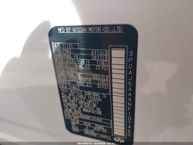 2022 INFINITI QX50 3PCAJ5AAXNF107460 Photo 8