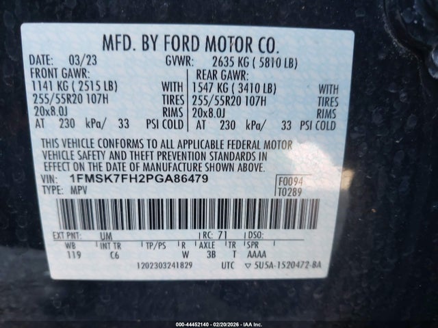 Ford Explorer Limited 2023 1FMSK7FH2PGA86479 Image 9