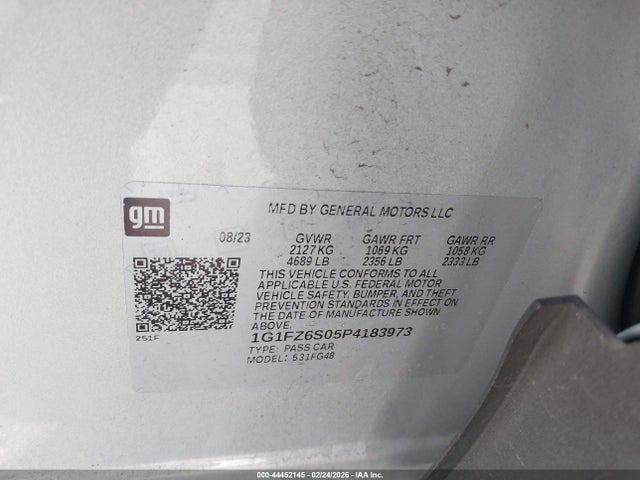 1G1FZ6S05P4183973 Chevrolet Bolt Euv Fwd Premier