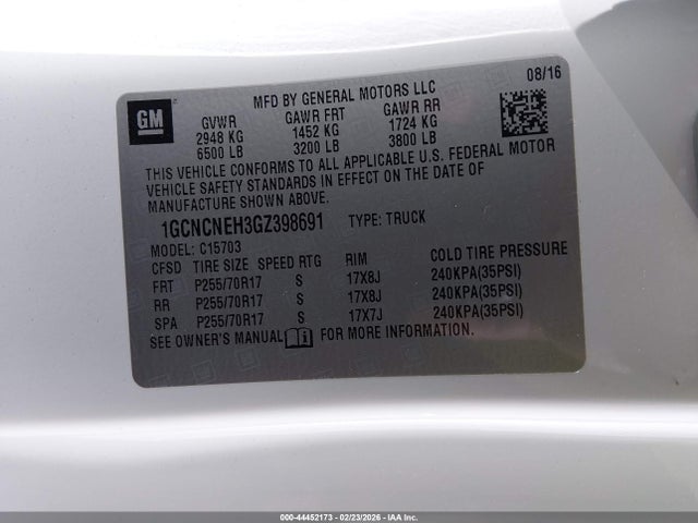 1GCNCNEH3GZ398691 Chevrolet Silverado 1500 Wt