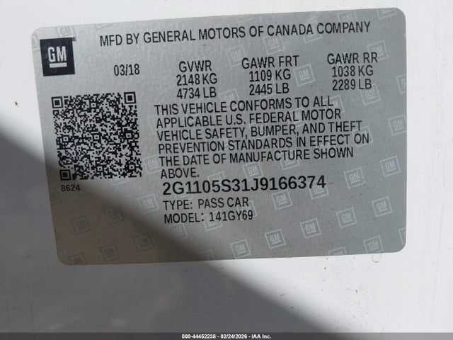 2G1105S31J9166374 Chevrolet IMPALA 1LT