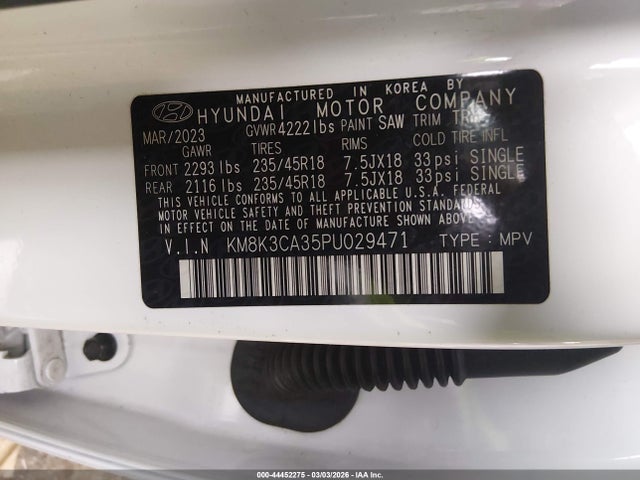 Продажа на аукционе авто 2023 Hyundai Kona N Line, vin: KM8K3CA35PU029471, номер лота: 44452275