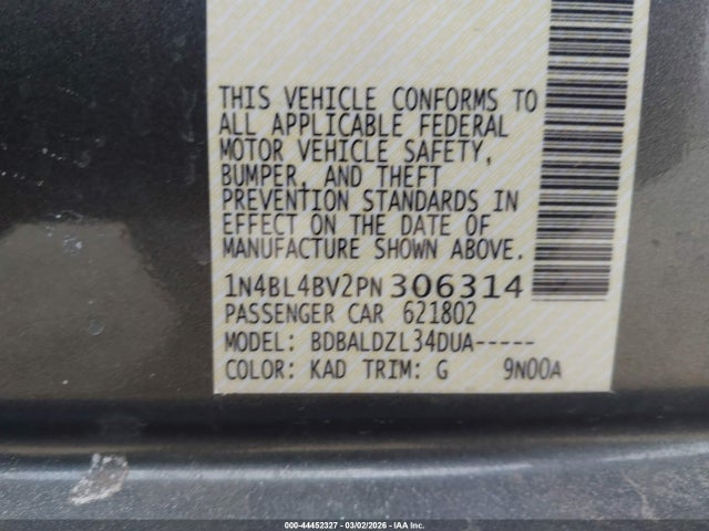 Продажа на аукционе авто 2023 Nissan Altima S Fwd, vin: 1N4BL4BV2PN306314, номер лота: 44452327