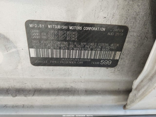 2017 MITSUBISHI LANCER JA32U2FUXHU002666 Photo 8
