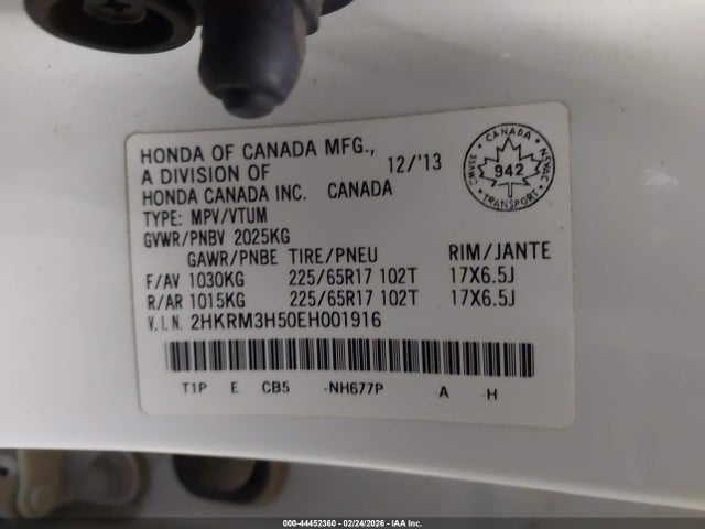 Продаж на аукціоні авто 2014 Honda Cr-v Ex, vin: 2HKRM3H50EH001916, номер лоту: 44452360