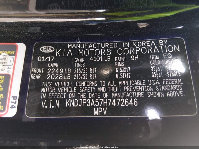 KNDJP3A57H7472646 KIA SOUL +