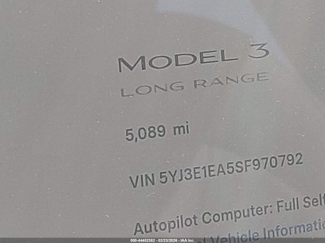 Aukcja sprzedaży 2025 Tesla Model 3 Long Range Rear-wheel Drive/standard Rear-wheel Drive, vin: 5YJ3E1EA5SF970792, numer aukcji: 44452382