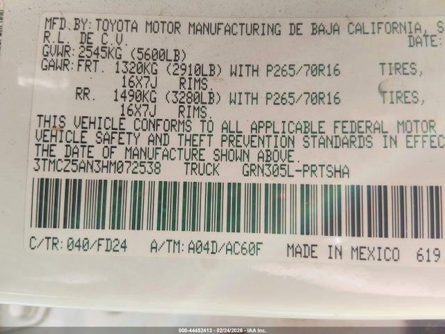 3TMCZ5AN3HM072538 Toyota Tacoma Trd Off Road