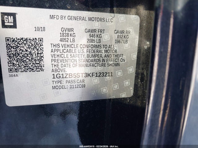 1G1ZB5ST3KF123211 Chevrolet Malibu 1ls