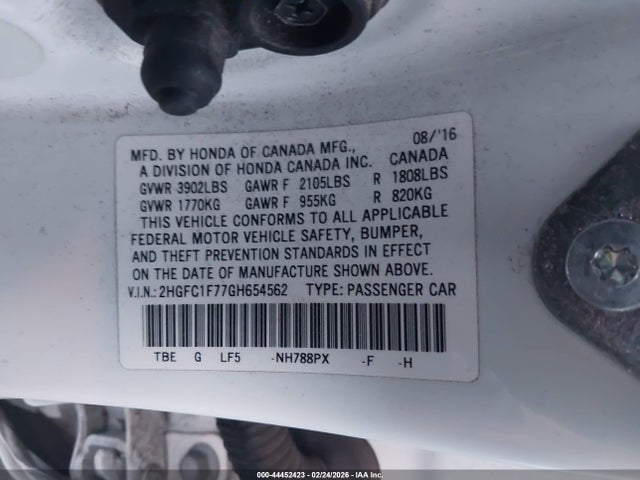 Honda Civic Ex-l 2016 2HGFC1F77GH654562 Image 9