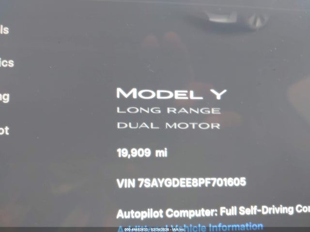 Aukcja sprzedaży 2023 Tesla Model Y Awd/long Range Dual Motor All-wheel Drive, vin: 7SAYGDEE8PF701605, numer aukcji: 44452433