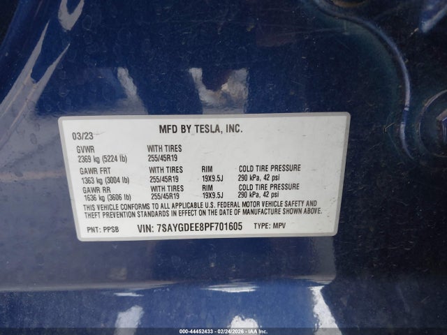 2023 TESLA MODEL Y 7SAYGDEE8PF701605 Photo 8