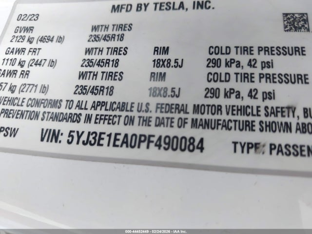 2023 TESLA MODEL 3 5YJ3E1EA0PF490084 Photo 8
