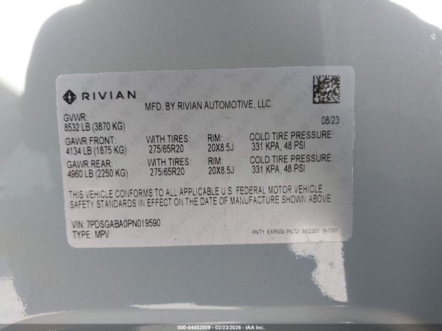 2023 RIVIAN R1S 7PDSGABA0PN019590 Photo 8