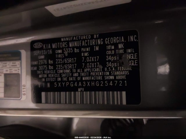 2017 KIA SORENTO 5XYPG4A3XHG254721 Photo 8