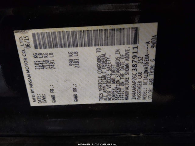 Nissan Maxima 3.5 S 2016 1N4AA6AP2GC387911 Image 9