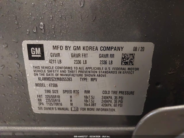 44452727 :رقم المزاد ، KL4MMDS2XMB055393 vin ، 2021 Buick Encore Gx Fwd Select مزاد بيع