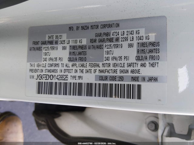 44452768 :رقم المزاد ، JM3KFBDM0M1428626 vin ، 2021 Mazda Cx-5 Grand Touring مزاد بيع