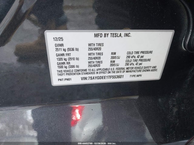2026 TESLA MODEL Y 7SAYGDEE1TF553601 Photo 8