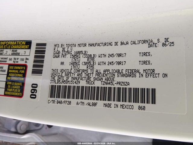 Toyota Tacoma Sr5 2025 3TMLB5JN5SM151429 Image 9