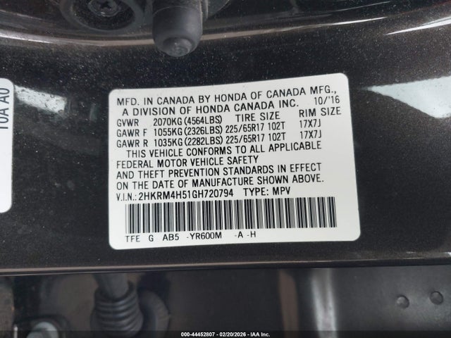 Honda CR-V EX 2016 2HKRM4H51GH720794 Image 9