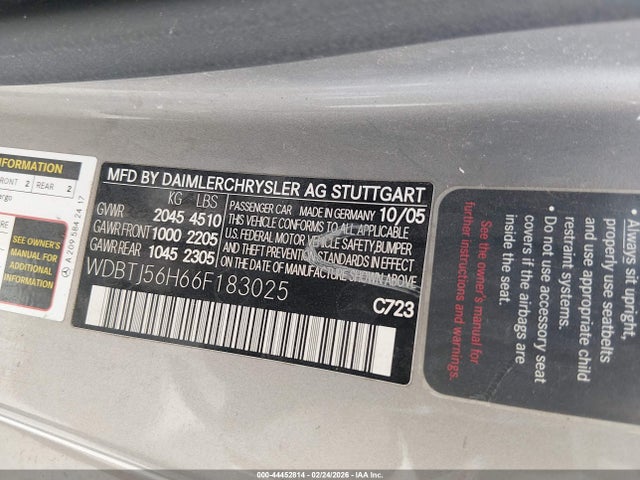 Aukcja sprzedaży 2006 Mercedes-benz Clk 350, vin: WDBTJ56H66F183025, numer aukcji: 44452814