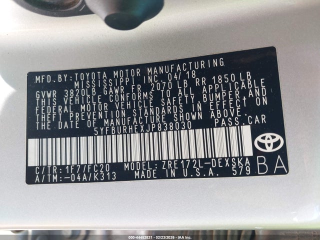 Toyota COROLLA SE 2018 5YFBURHEXJP838030 Image 9