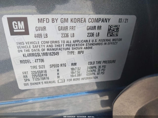 Aukcja sprzedaży 2021 Buick Encore Gx Awd Essence, vin: KL4MMGSL1MB162049, numer aukcji: 44452829
