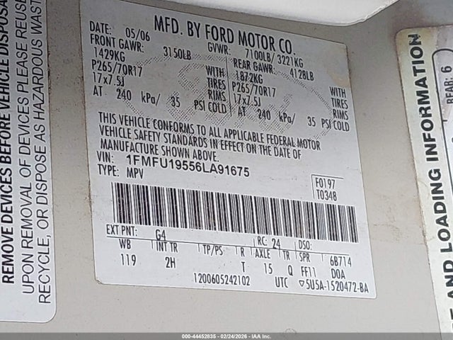 2006 FORD EXPEDITION 1FMFU19556LA91675 Photo 8