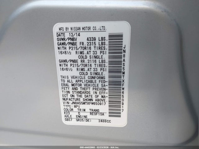 Nissan Rogue Select S 2015 JN8AS5MTXFW650917 Image 9