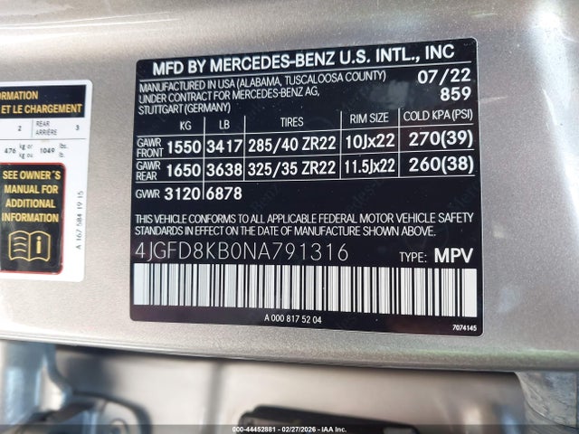 Продаж на аукціоні авто 2022 Mercedes-benz Amg Gle 63 Coupe S 4matic, vin: 4JGFD8KB0NA791316, номер лоту: 44452881
