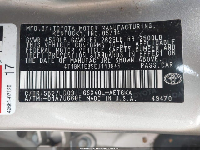 4T1BK1EB5EU113845 Toyota AVALON XLE