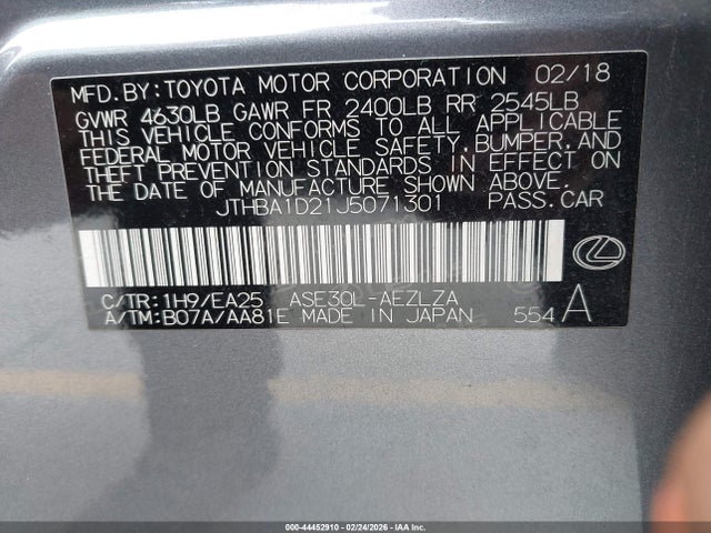Продаж на аукціоні авто 2018 Lexus Is 300, vin: JTHBA1D21J5071301, номер лоту: 44452910