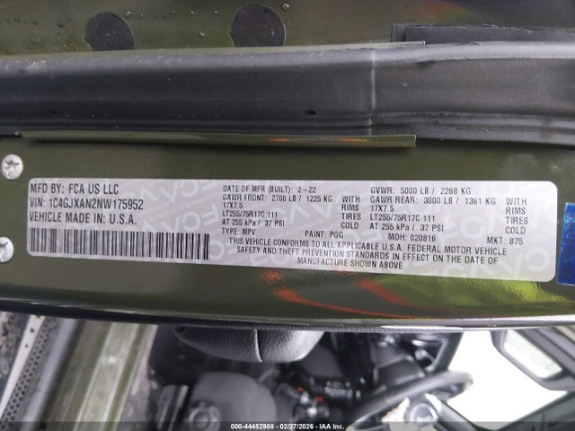 2022 JEEP WRANGLER 1C4GJXAN2NW175952 Photo 8