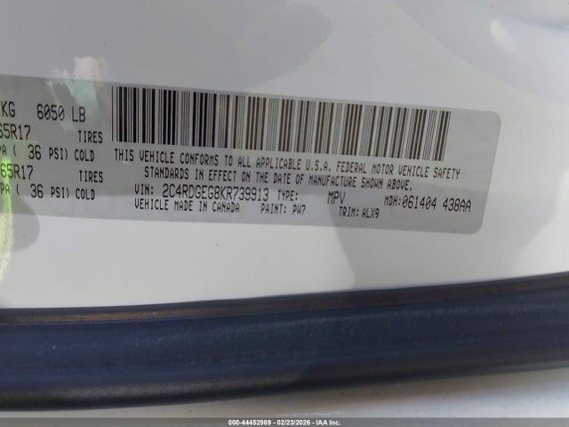 2C4RDGEG8KR739913 Dodge Grand Caravan Gt