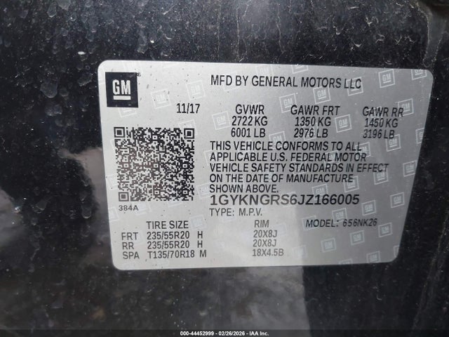 Aukcja sprzedaży 2018 Cadillac Xt5 Platinum, vin: 1GYKNGRS6JZ166005, numer aukcji: 44452999