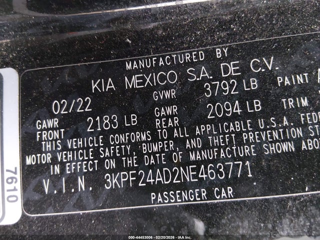 2022 KIA FORTE 3KPF24AD2NE463771 Photo 8