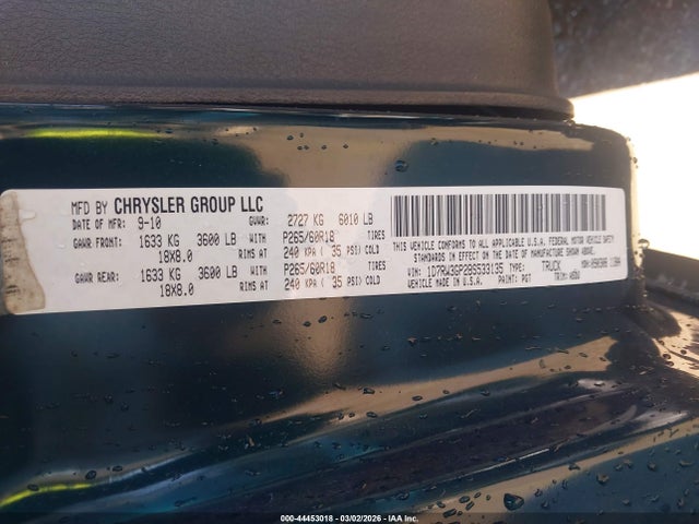 Продажа на аукционе авто 2011 Ram Dakota Bighorn/lonestar, vin: 1D7RW3GP2BS533135, номер лота: 44453018