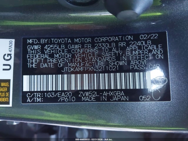 JTDKAMFPXN3211021 Toyota Prius Prime Xle