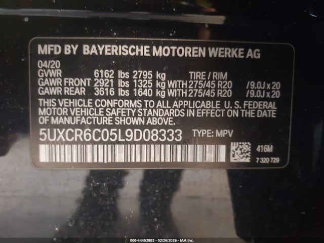 2020 Bmw X5 Xdrive40i მანქანა იყიდება აუქციონზე, vin: 5UXCR6C05L9D08333, აუქციონის ნომერი: 44453053