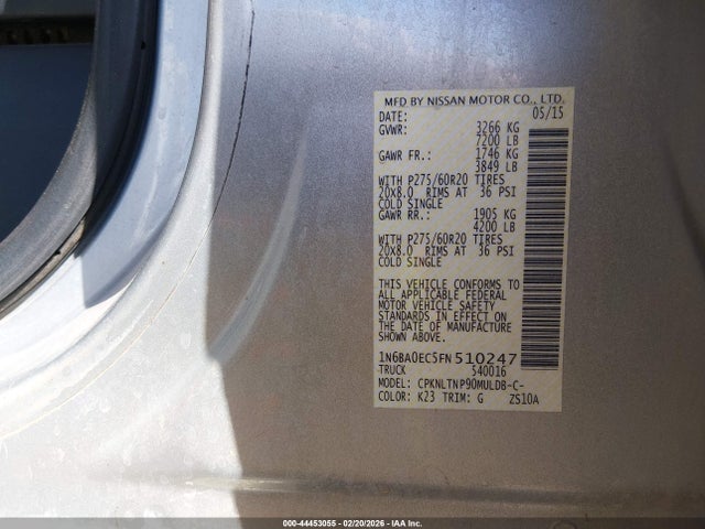 Nissan TITAN SV 2015 1N6BA0EC5FN510247 Image 9