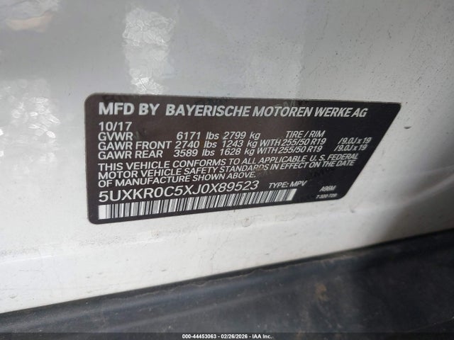 2018 Bmw X5 Xdrive35i მანქანა იყიდება აუქციონზე, vin: 5UXKR0C5XJ0X89523, აუქციონის ნომერი: 44453063