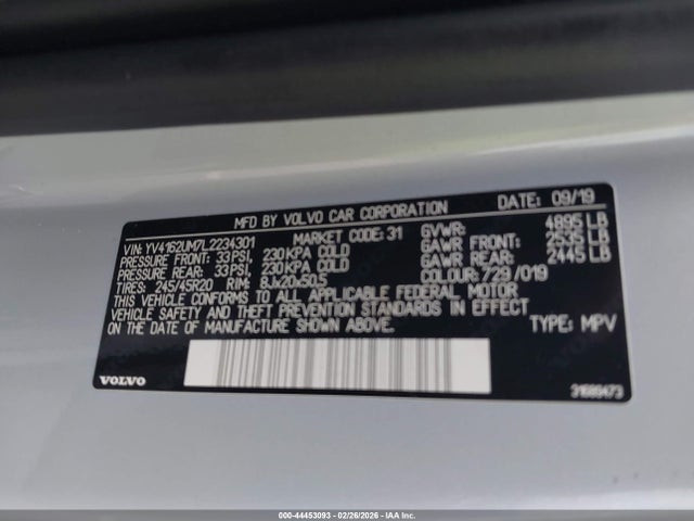 2020 VOLVO XC40 YV4162UM7L2234301 Photo 8