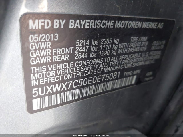Продаж на аукціоні авто 2014 Bmw X3 Xdrive35i, vin: 5UXWX7C50E0E75081, номер лоту: 44453099